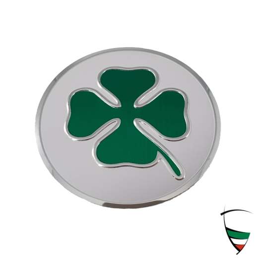 Emblema quadrifoglio in metallo per mozzo volante altro D55mm autoadesivo
