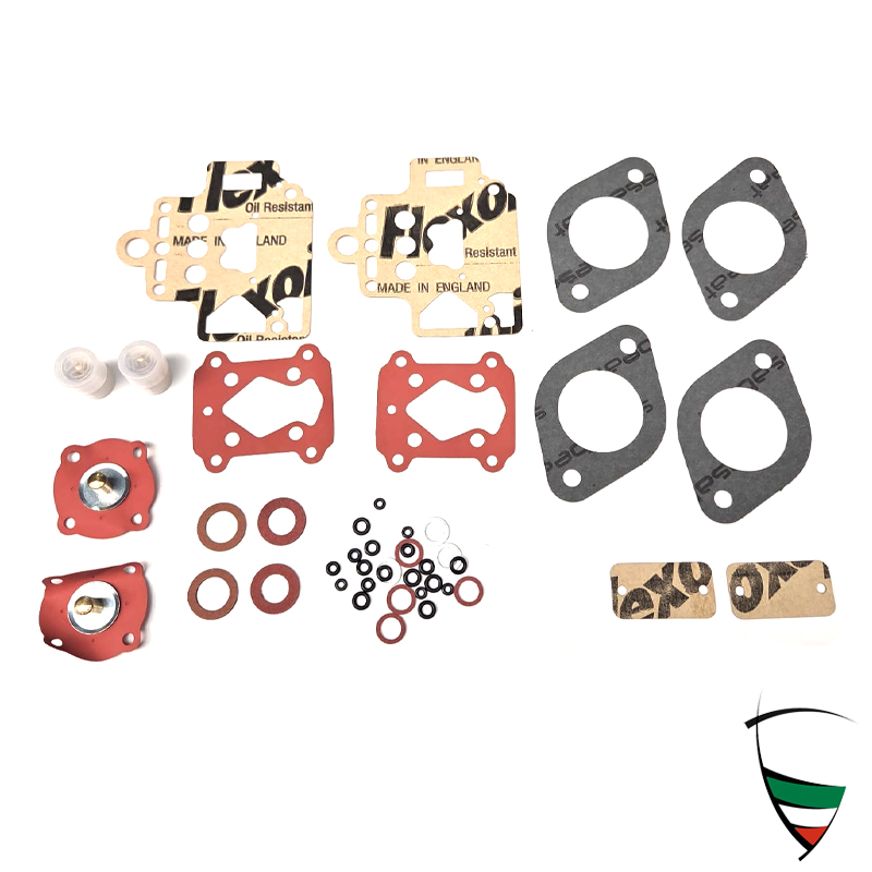 serie di guarnizioni per 2 carburatori con valvola a spillo e membrana DELLORTO (per 4 cil.)