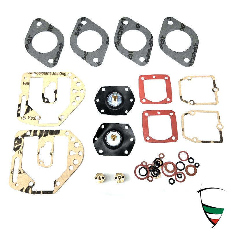 Kit Joints (incl.pointeau + membrane) Pour 2 carbus Solex 40 ADDHE 32 (Le plot est incisé) pour 4 cyl.