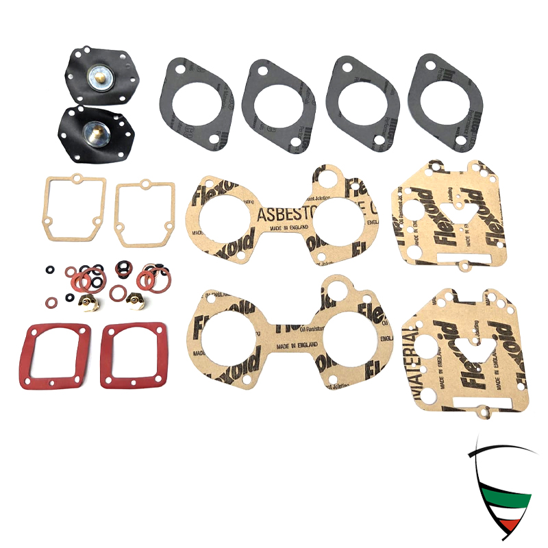 serie di guarnizioni per 2 carburatori con valvola a spillo e membrana SOLEX 40 DDH 3/5/7/8 (per 4 cil.)