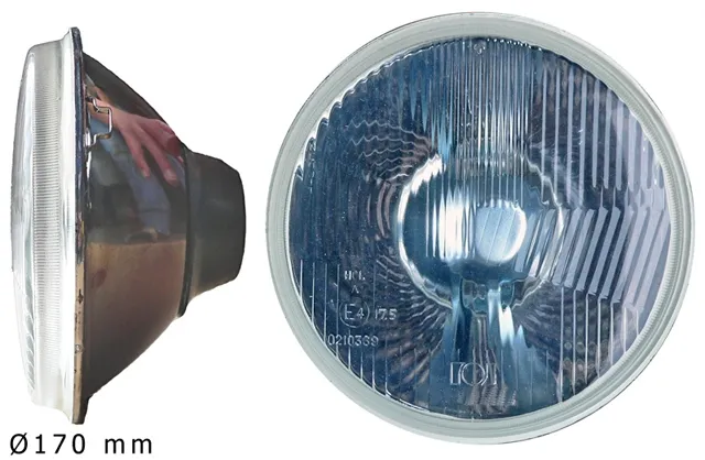 Scheinwerfereinsatz Spider H4 Nachbau ( Glas plan )