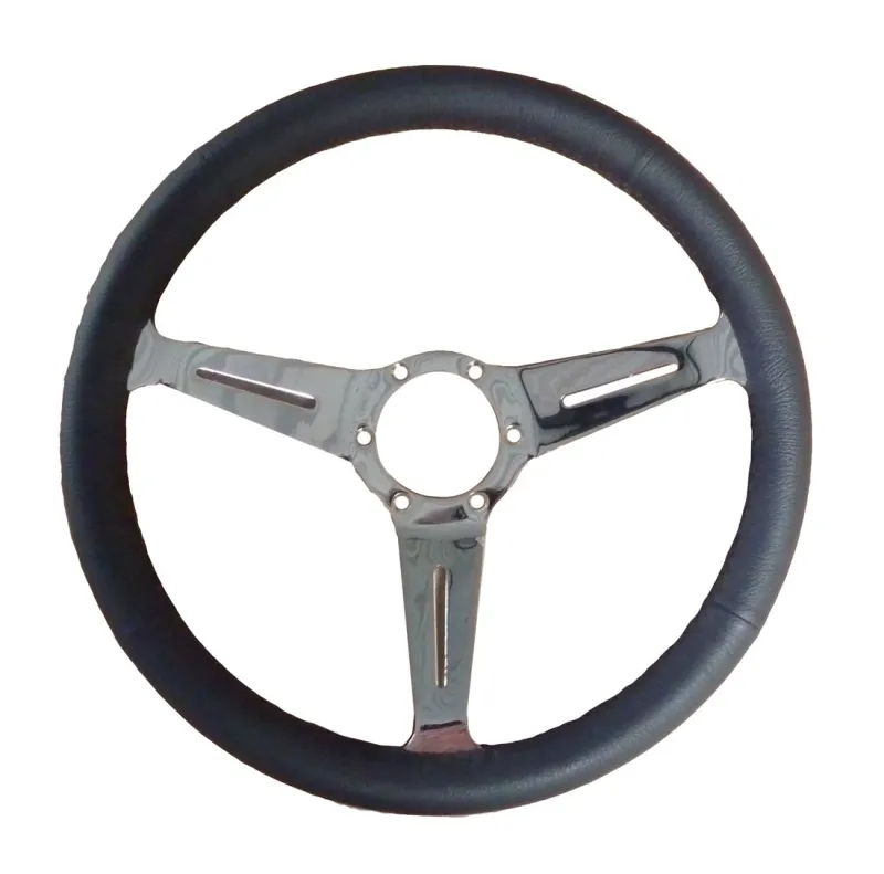 volante 360 mm pelle liscia, raggio cromato, a taglio, senza omologazione