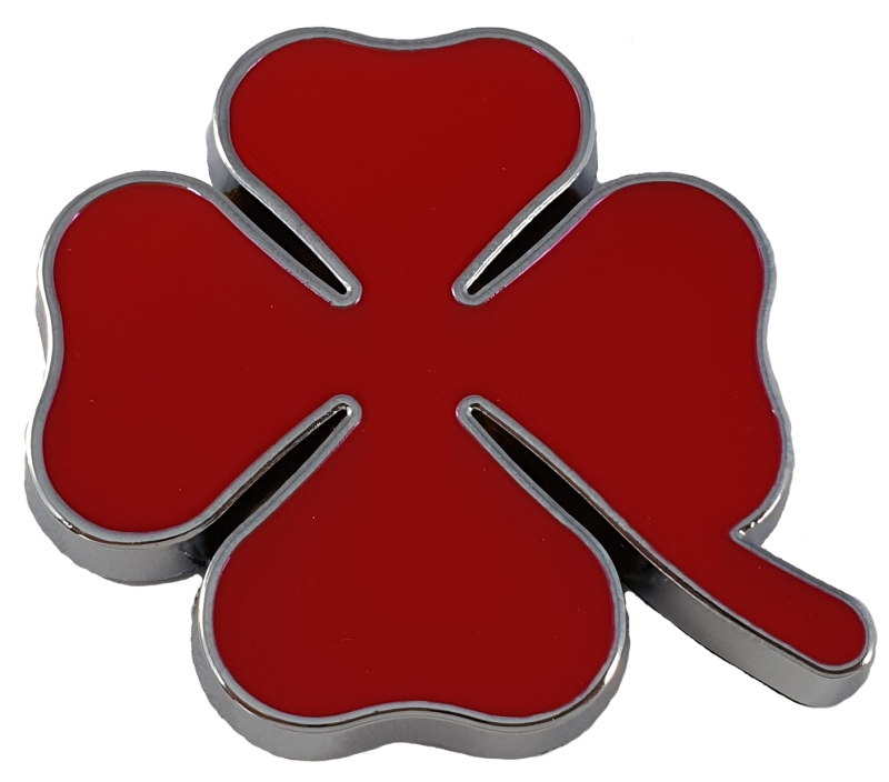 MODEL SIGN CLOVERLEAF RED 53x53MM SILVER EDGE
