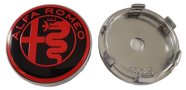 WHEEL EMBLEM ALFA ROMEO BLACK/RED 60MM