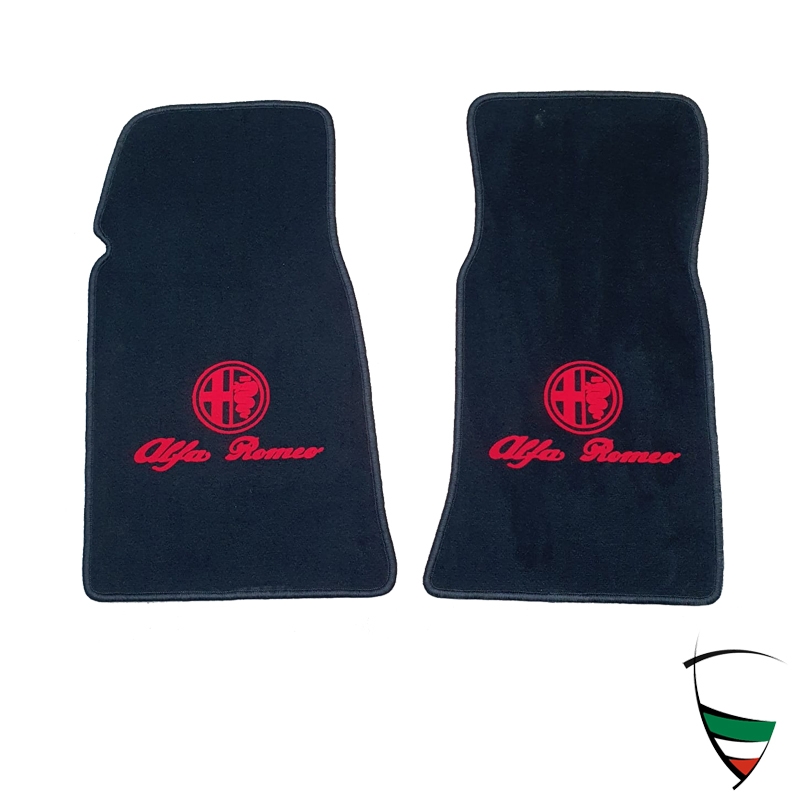 kit tappetini anteriori Spider 1970-86 neri con emblema rosso