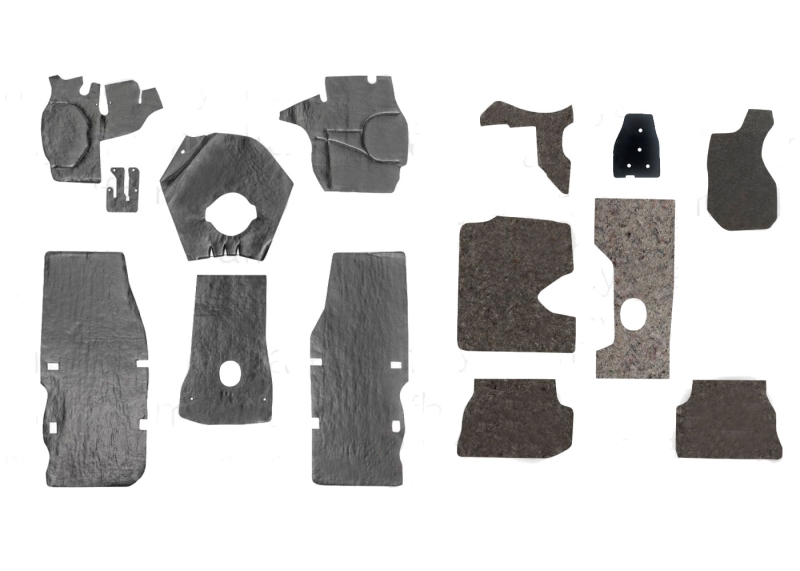 Dämmmattensatz GT 1.Serie, stehende Pedale, mit Ausschnitten für Sitzschienenhalterungen