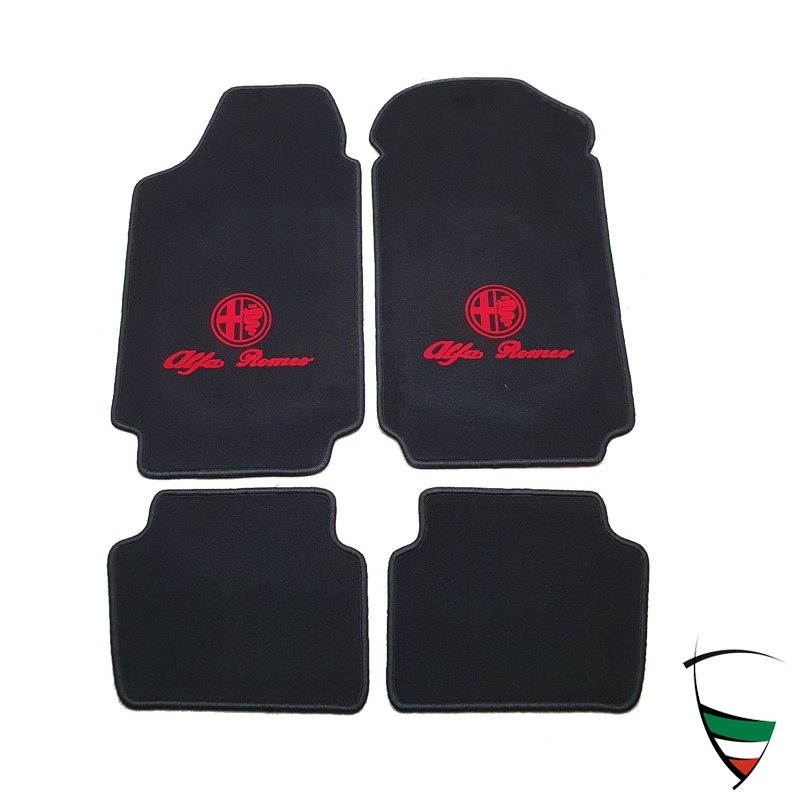 FLOOR MATS GTV6/ALFETTA LIM. (116),BLACK WITH RED LOGO