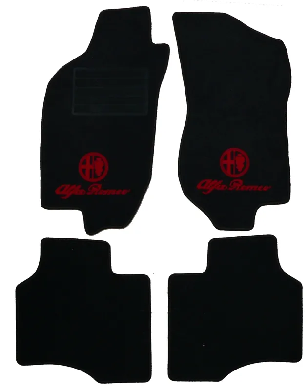 Fußmatten 146 bj. 06.99> schwarz/rotes Emblem Tuftvelour gekettelt,Rückenbeschichtung:Latex Feinprägung