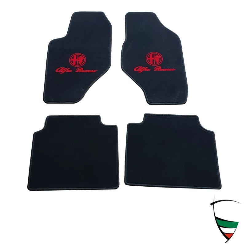 FLOOR MATS 164-SPECIAL MODEL BLACK/RED EMBLEM VELOURS