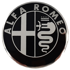 Alfa Romeo Emblem Metall selbstklebend für Lenkradnabe D40 mm weiß/schwarz 147 156 159 GT Stelvio Giulia Giulietta Mito