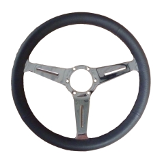 Lenkrad 360 mm Glattleder Speiche verchromt, geschlitzt, ohne ABE