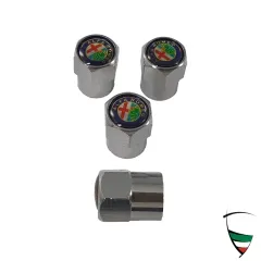 Set di tappi per valvole in metallo cromato esagonale 9mm Emblema Alfa Romeo colorato