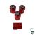 Set de capuchones de vlvula metlicos hexagonales 9mm rojos Emblema Alfa Romeo negro/blanco