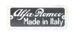 Schild "Alfa Romeo Made in Italy"