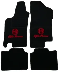 Fußmatten 145 bj. 9.94-05.99 schwarz/rotes Emblem Tuftvelour gekettelt,Rückenbeschichtung: Latex Feinprägung