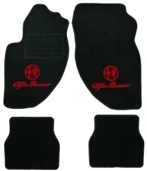 Fußmatten 166 bj. 10.03> schwarz/ rotes Emblem Tuftvelour,gekettelt Rückenbeschichtung:Latex-Feinprägung