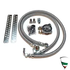kit modif. radiatore olio, filtro con 2 tubi 100cm/90cm in acc., piastra di adattamento con termostato incorporato